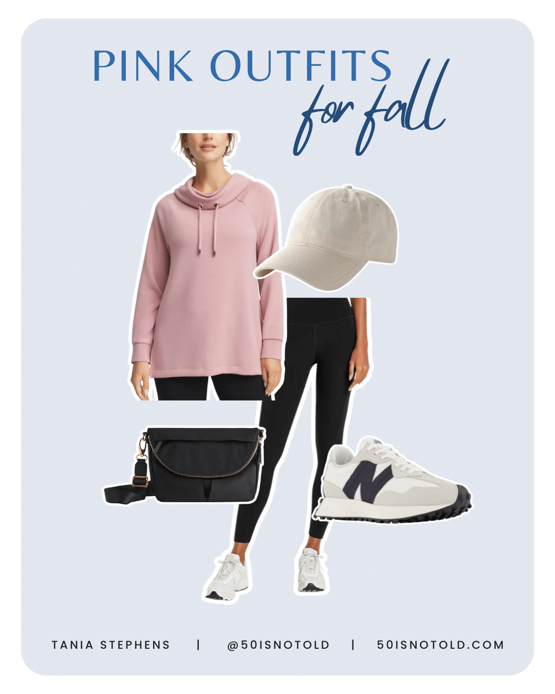 A COMFORTABLE CASUAL ATHLEISURE OUTFIT FOR FALL WITH BLUSH PINK FOR WOMEN OVER 50