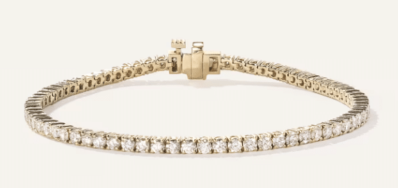 Quince 14K gold lab-grown diamond tennis bracelet on wrist