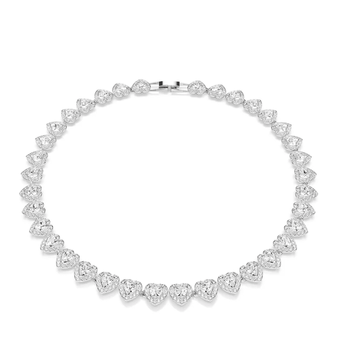 Swarovski mixed-cuts heart tennis necklace perfect with a cozy sweater