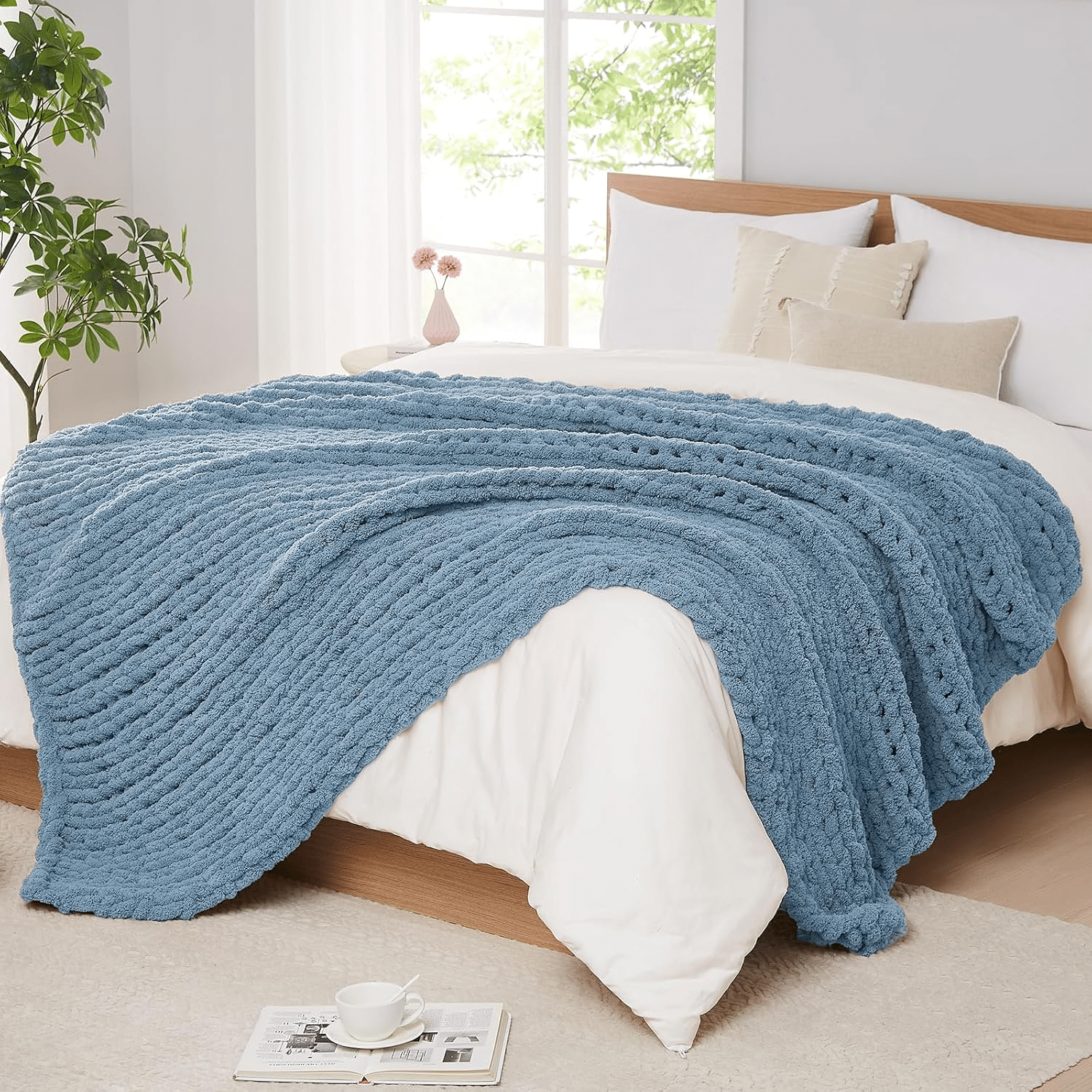 Favorite Throw Blankets for Cozy Nights tania stephens 50 is not old fashion blogger chunky knit