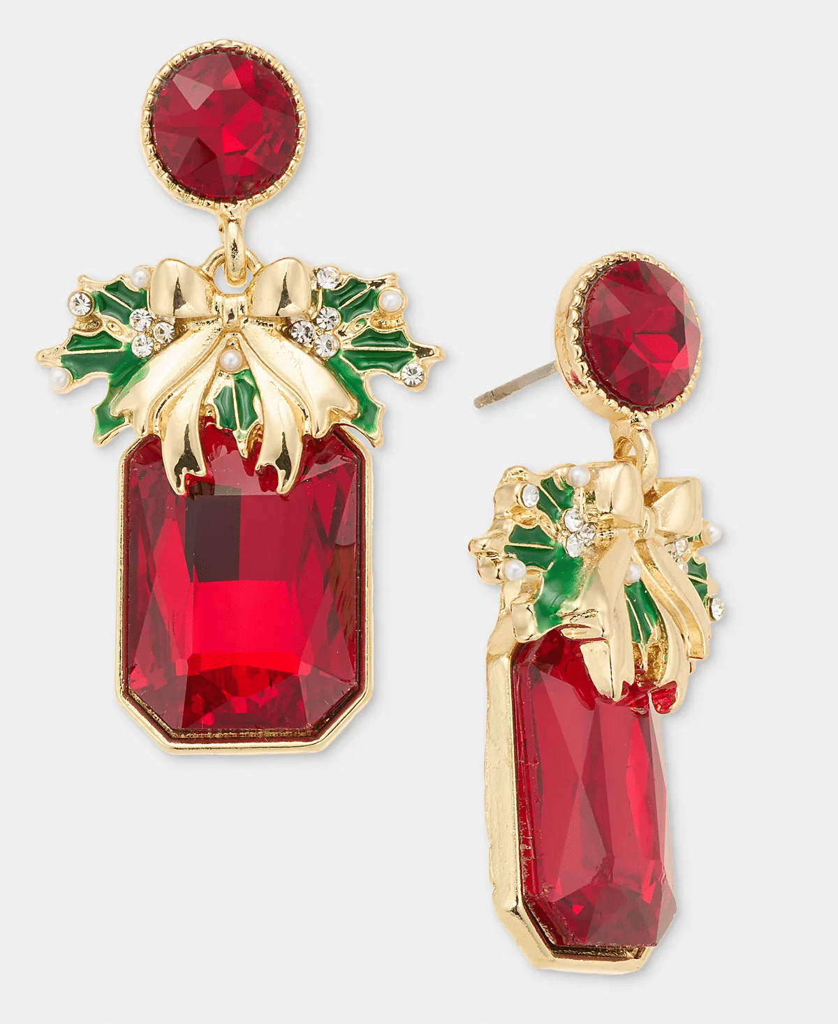 crystal and pearl poinsettia drop earrings adding elegant holiday sparkle