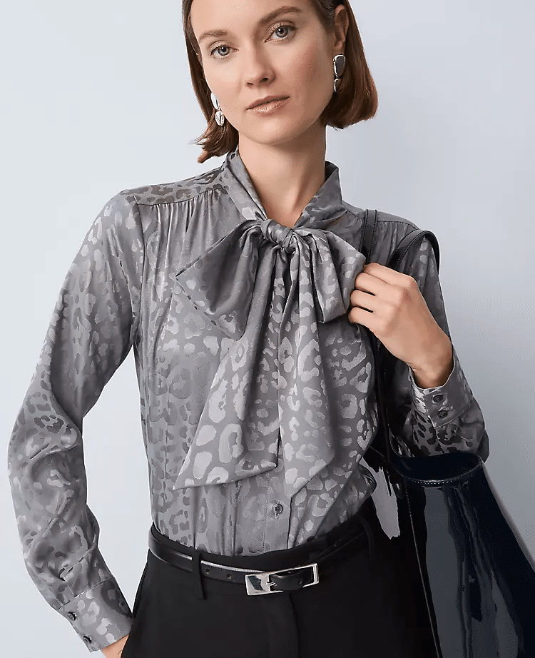 Animal Print Bow Blouse