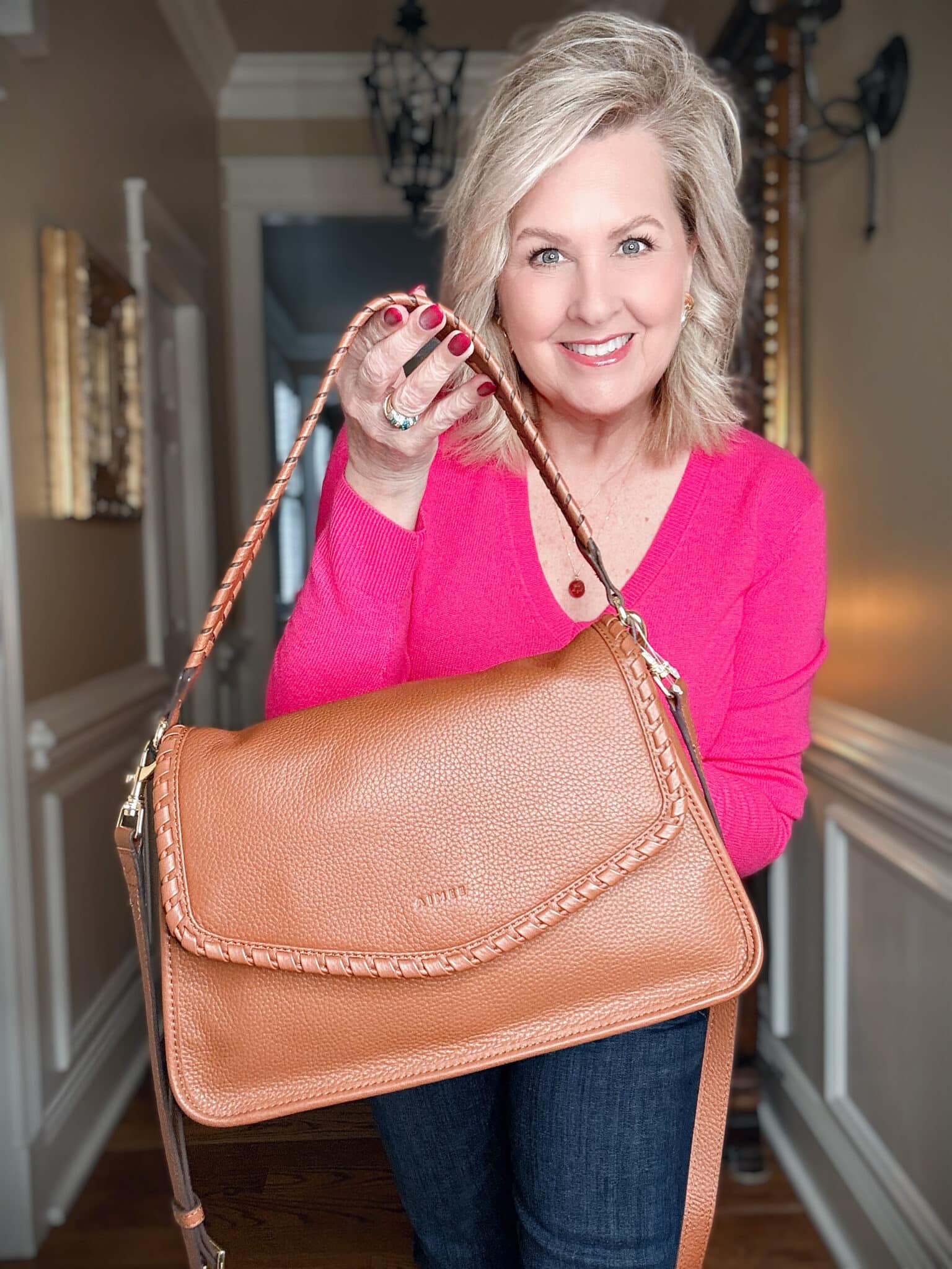 Tania styling a leather Aimee crossbody handbag from Nordstrom Rack