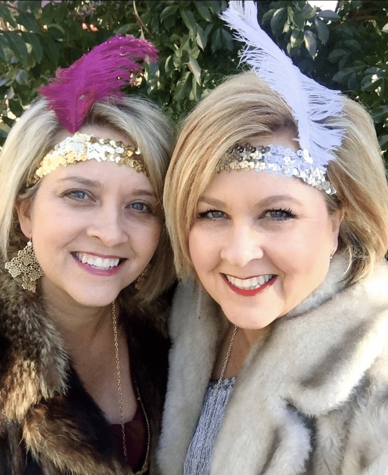 Photo of Lisa and Tania in flapper costumes for Halloween
