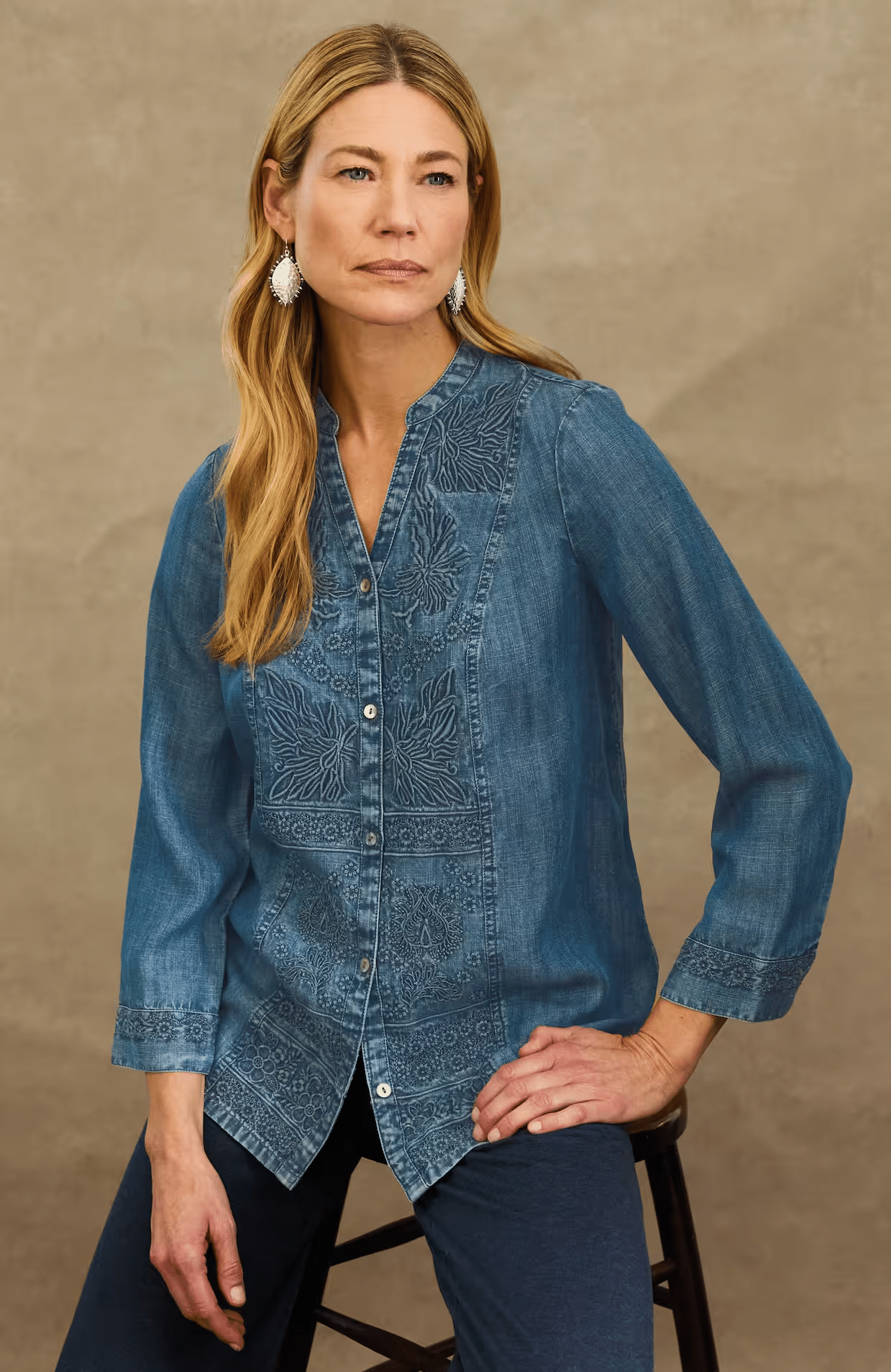 New Arrivals from JJill tania stephens 50 is not old fashion blogger embroidered button-front