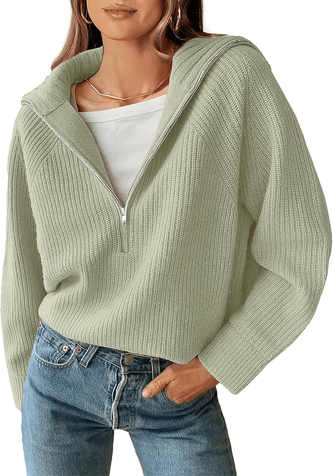 Zip-Ups and Pullovers That Work for Errands Walks and Everything In Between tania stephens 50 is not old fashion blogger ribbed knit
