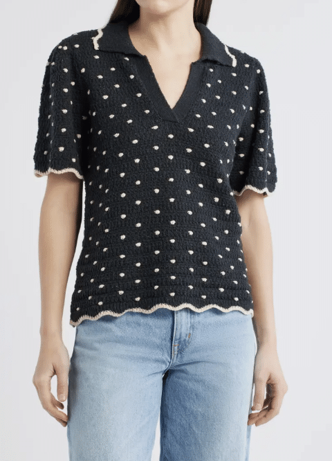 Wit & Wisdom Dot Collar Sweater