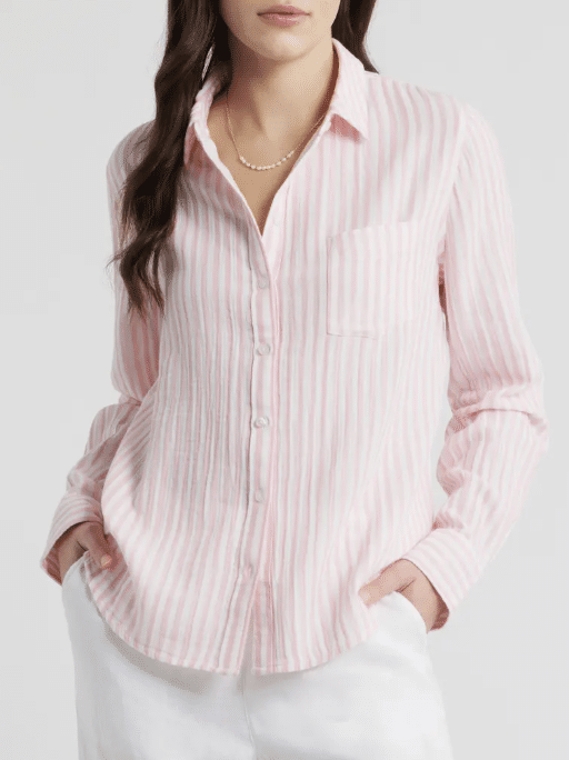 Caslon Casual Gauze Button-Up Shirt, Spring 2026 Nordstrom