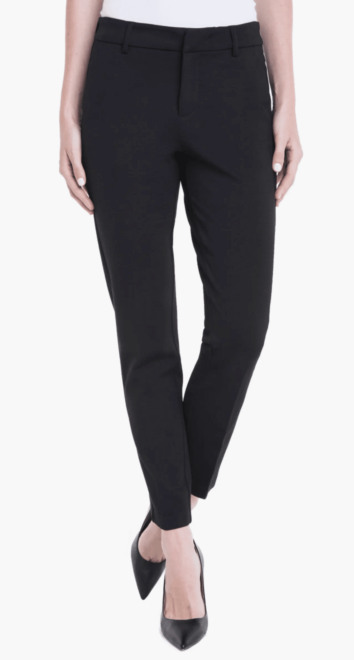Pull-on slim-leg knit trousers that look tailored but feel comfortable