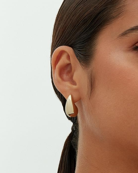 14K Gold Plated 925 SS Post Chunky Earring