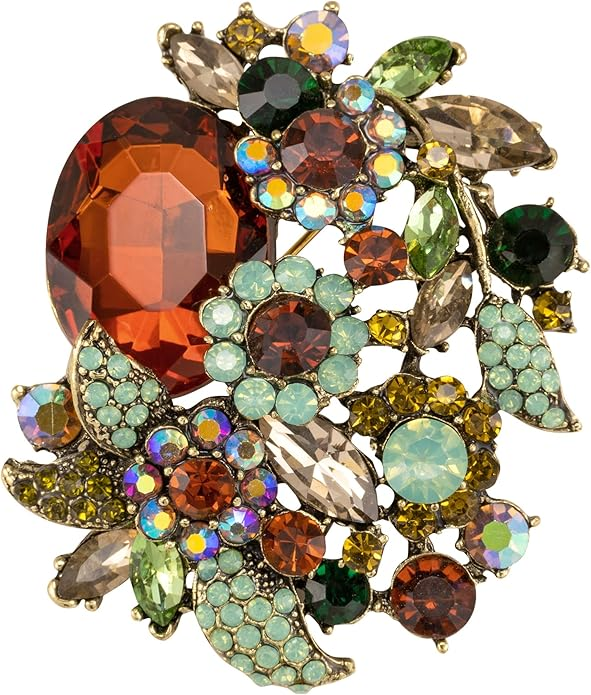 Vintage Style Rhinestone Glitter Flower Brooch