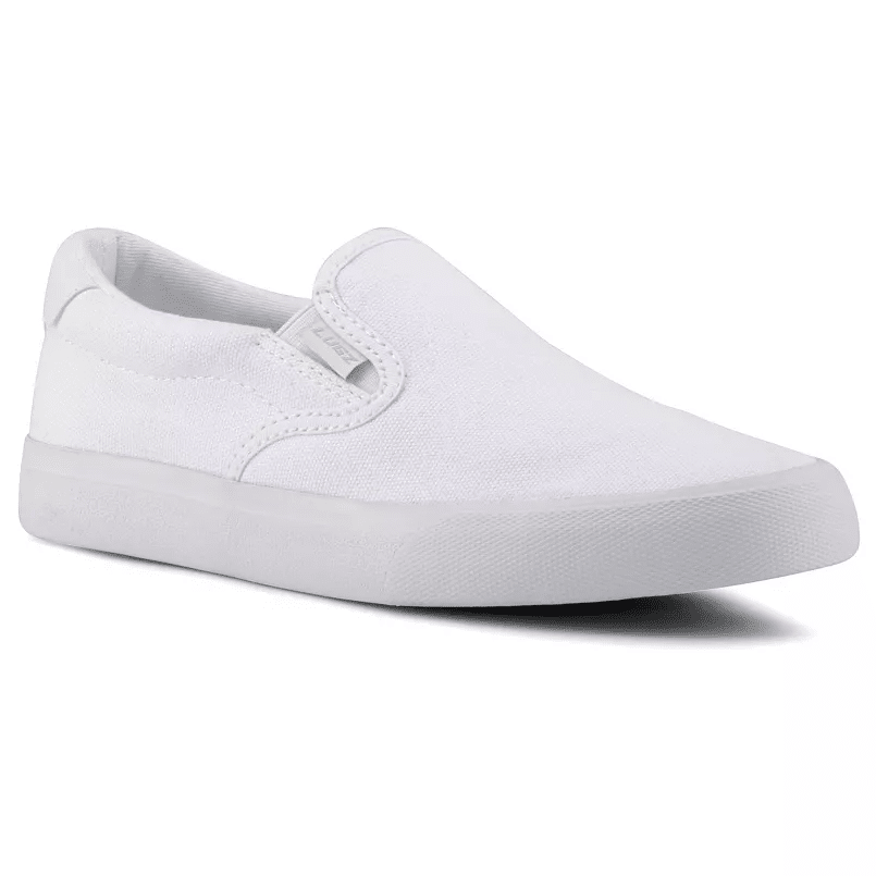 Classic casual slip-on canvas sneakers styled with jeans for an easy comfortable everyday outfit