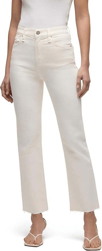 High-rise off-white straight-leg ankle jeans for modern casual outfits
