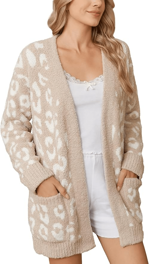 Open-front fuzzy cardigan with pockets for easy layering