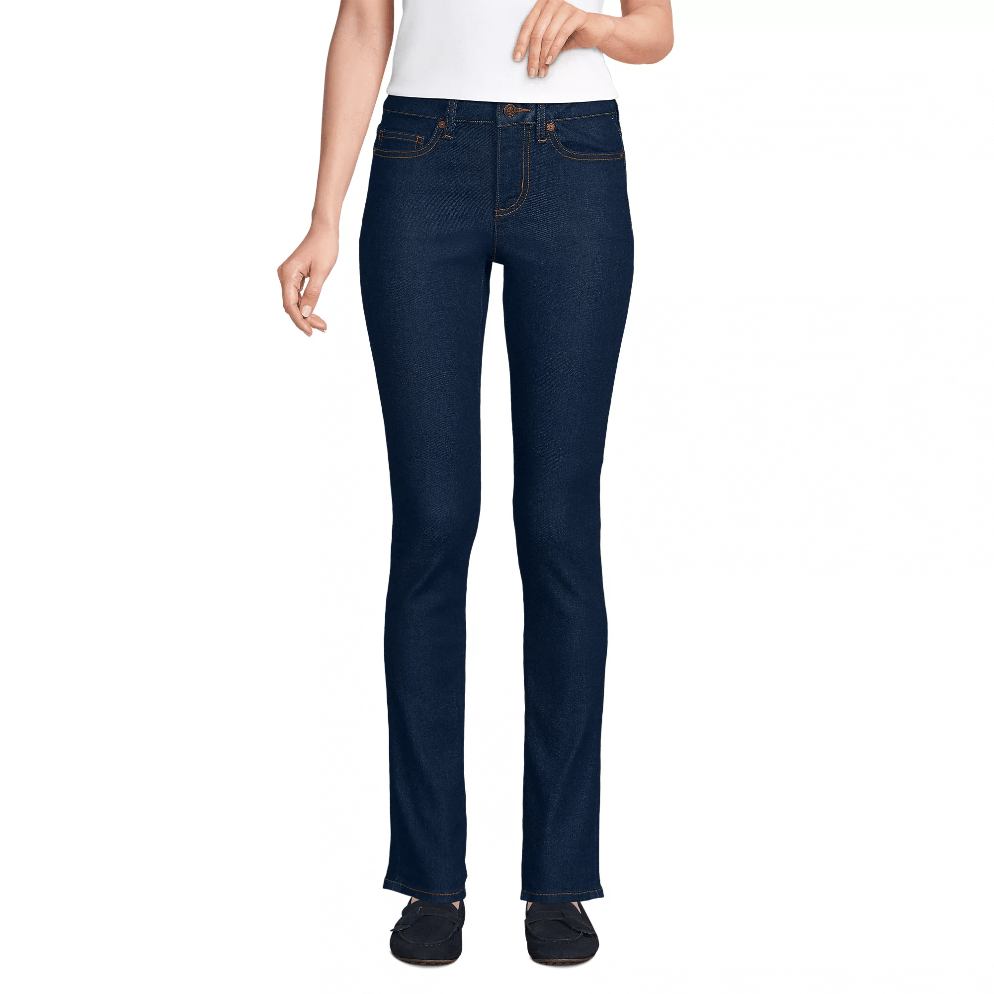 Mid-rise slim-leg jeans for women over 50 with soft stretch denim