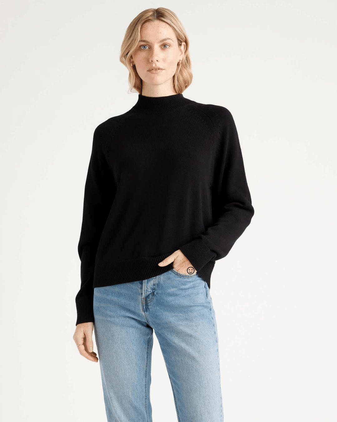 Stylish Mock Neck Sweaters I Am Loving Right Now 50 is not old fashion blogger tania stephens black