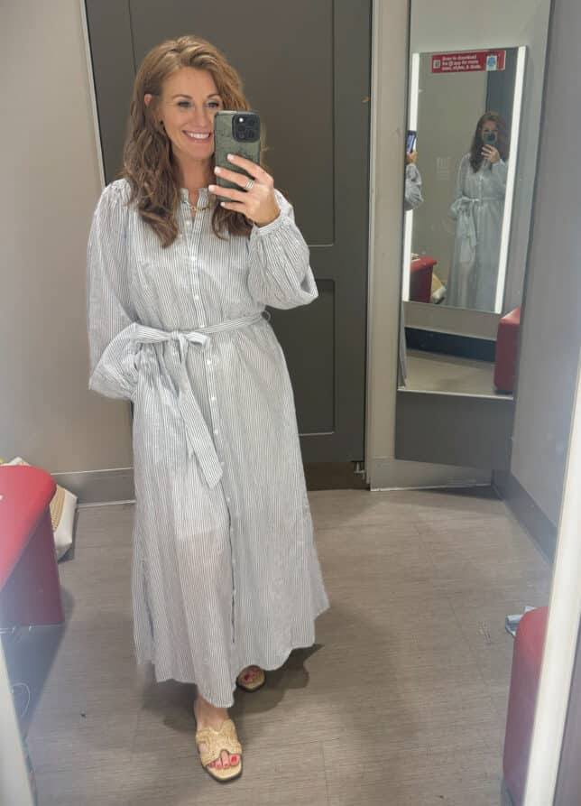 Stephanie wearing a maxi dress from Target