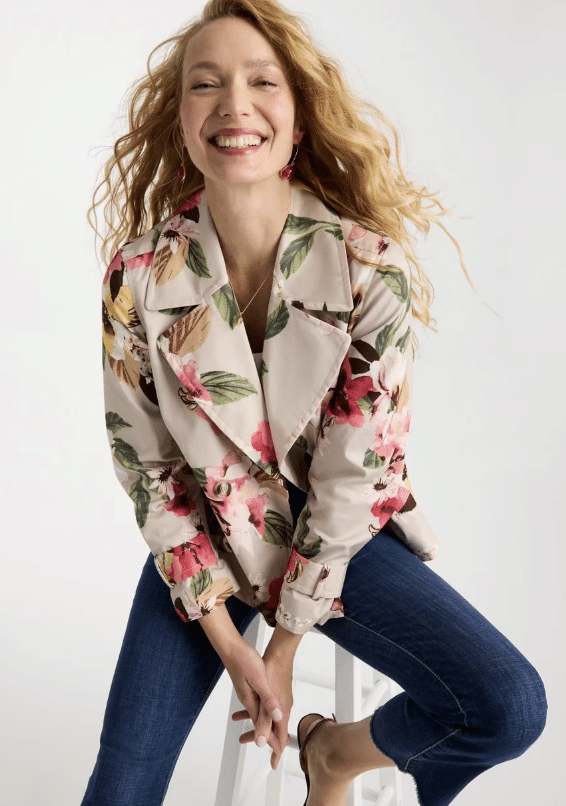 FLORAL TRENCH COAT CHICOS