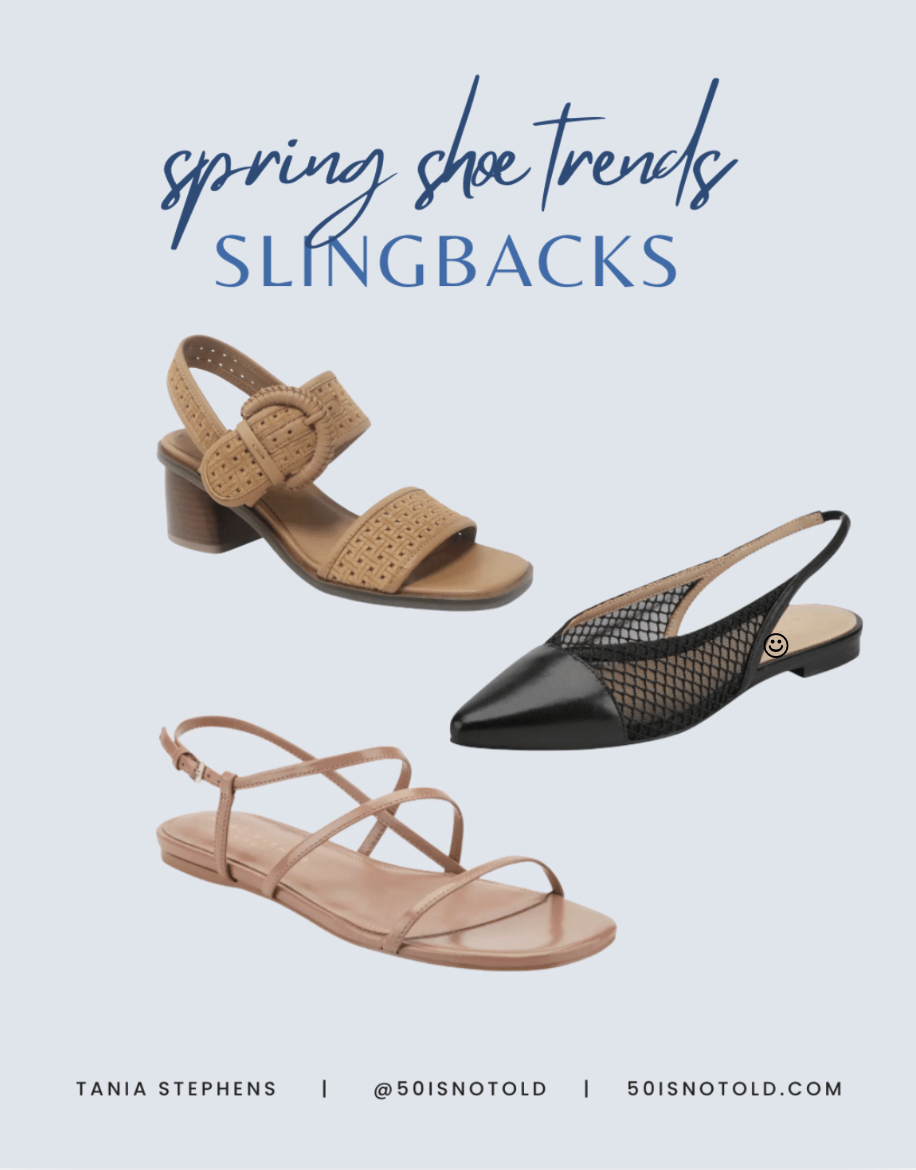 SPRING SUMMER 2026 FASHION TRENDS WOMEN OVER 50 SLINGBACK SANDALS FLATS
