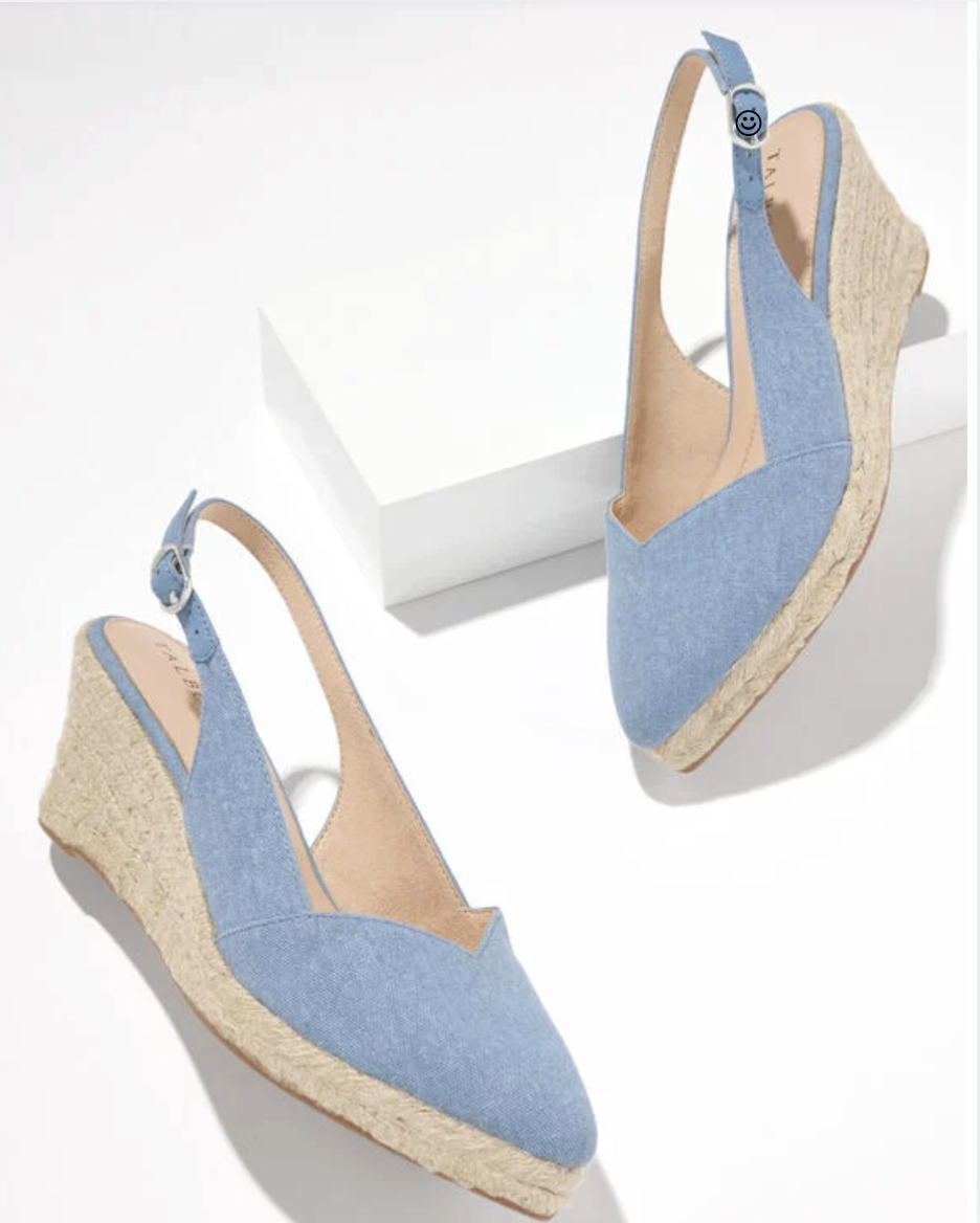 light blue slingback espadrille wedges