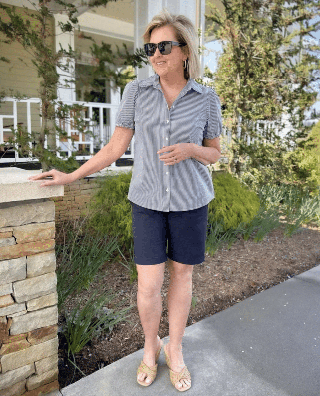 Tania wearing shorts with espadrilles in 2026