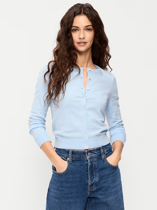 pale blue open front cardigan