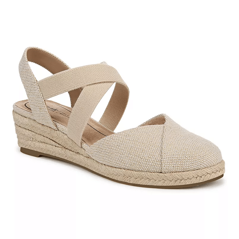 lifestride espadrilles in tan with straps and slight wedge