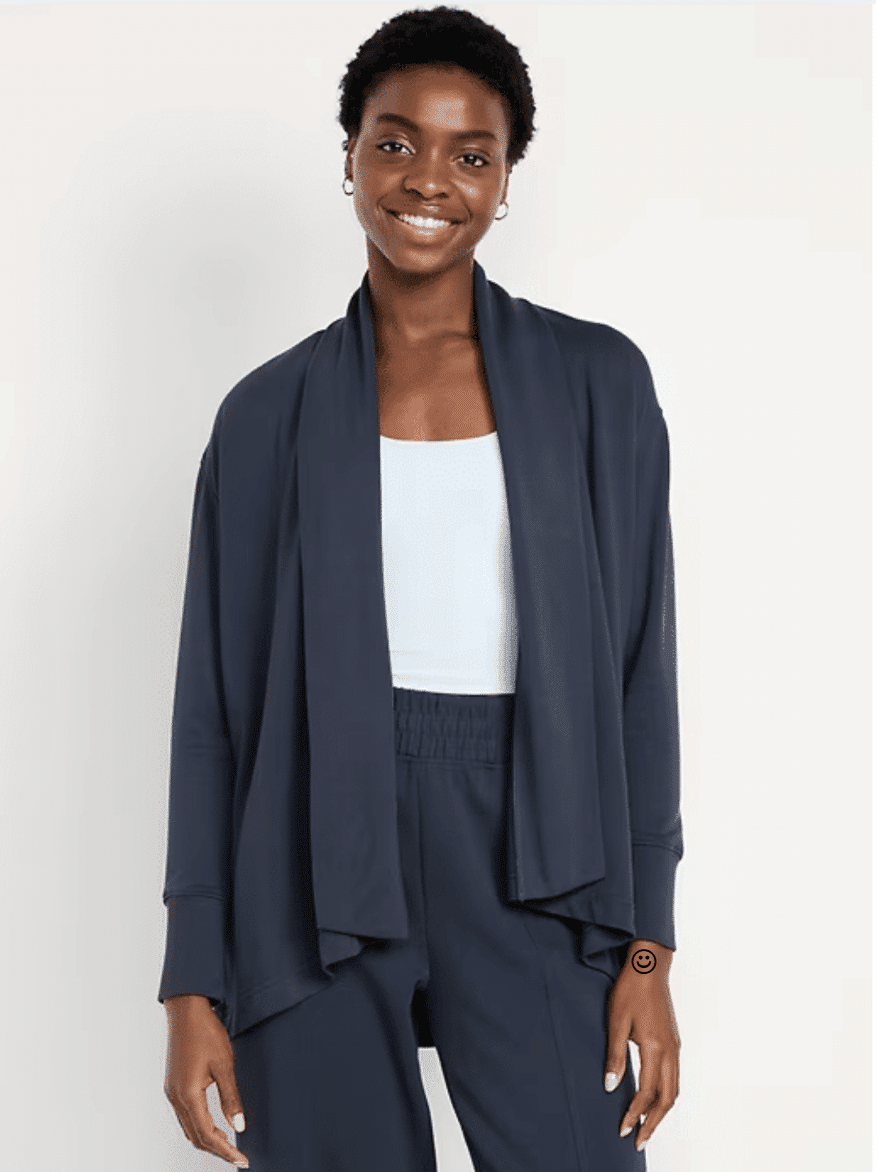 dark blue waterfall cardigan